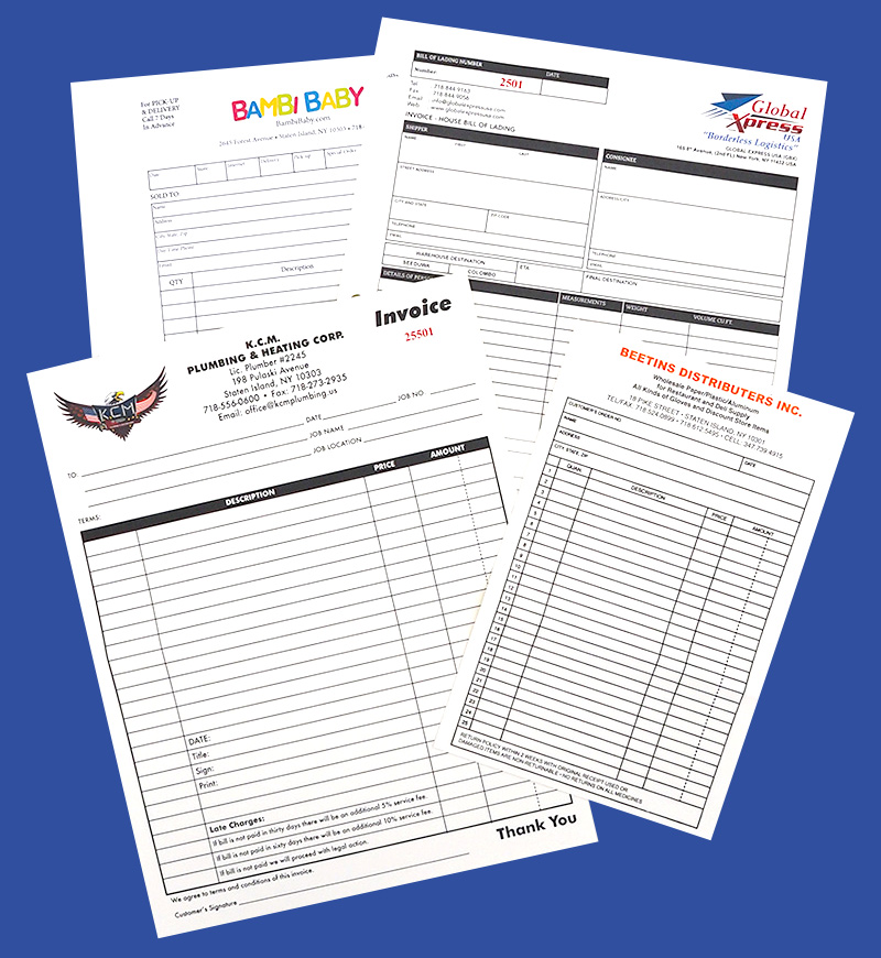 business forms spread out on a table